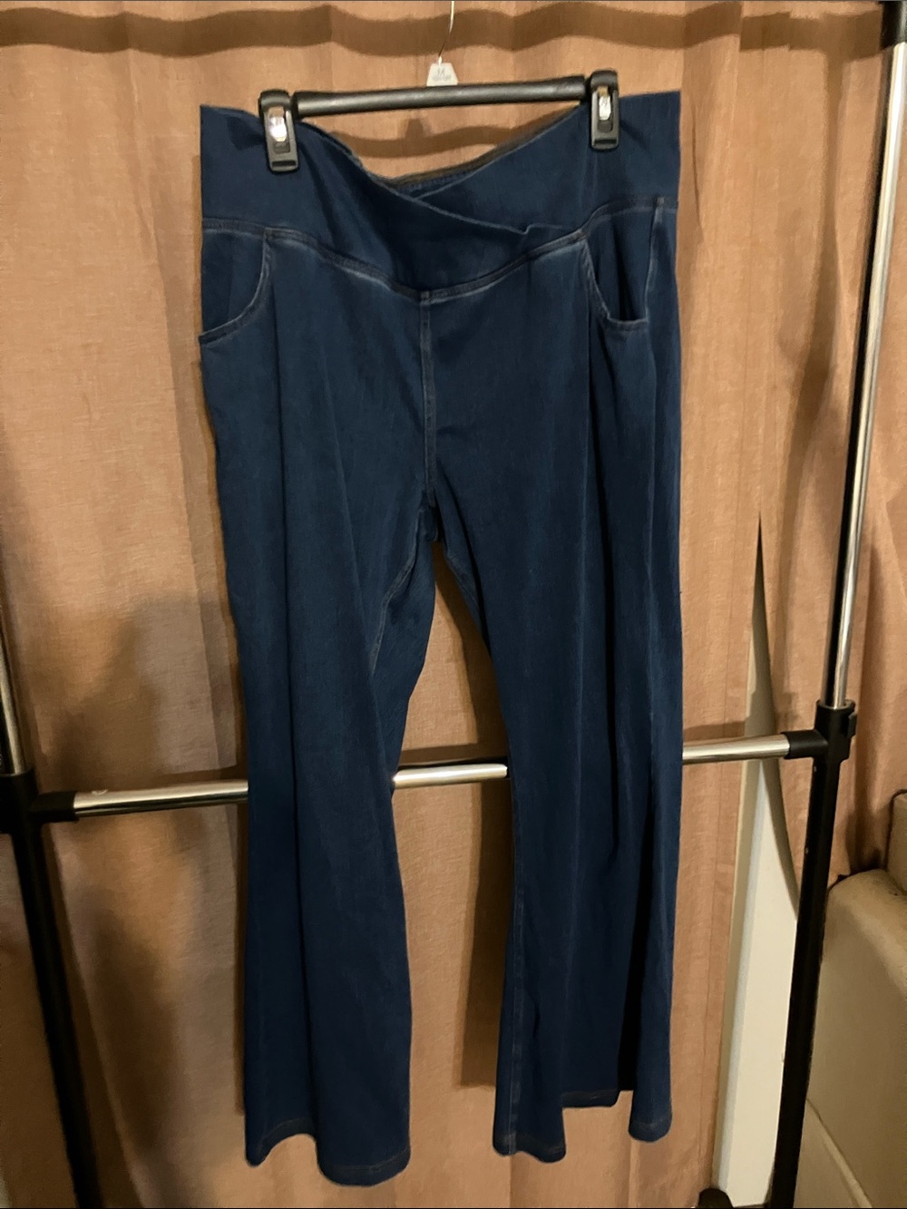 HALARA Flex Crossover Jeans Dark Blue Wide Leg Pull-On Pants - Picture 3 of 5